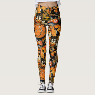 Retro Vintage Halloween-Spaß Collage Leggings