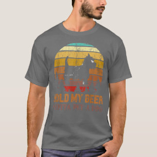 Retro Vintage Halte Mein Bier Ich Muss Diesen Hund T-Shirt