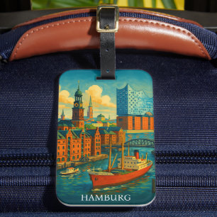Retro Vintage Hamburg Deutschland Elbphilharmonie Gepäckanhänger