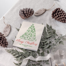 Retro Vintage Hand Drawn Ribbons Treweihnachtliche Feiertagskarte