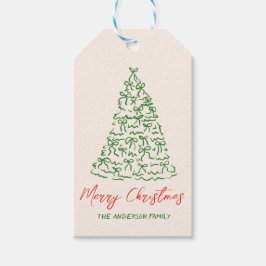 Retro Vintage Hand Drawn Ribbons Treweihnachtliche Geschenkanhänger