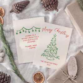 Retro Vintage Hand gezeichnet einzigartigen Baum W Feiertagskarte