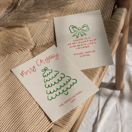 Retro Vintage Hand gezeichnete Bow Tree Einzigarti Feiertagskarte