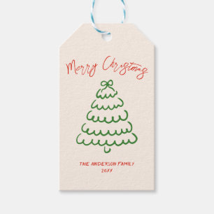 Retro Vintage Hand gezeichnete Bow Tree Einzigarti Geschenkanhänger