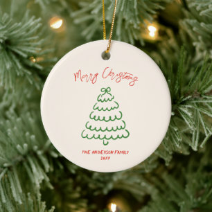 Retro Vintage Hand gezeichnete Bow Tree Einzigarti Keramik Ornament