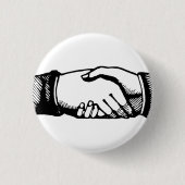 Retro Vintage Hände Handschlag Gratulations Pin Button (Vorderseite)