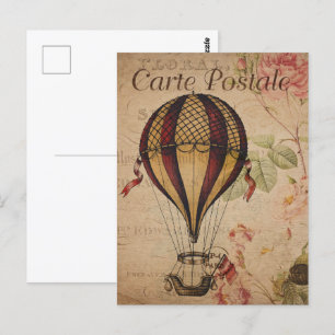 Retro Vintage Heißluftballon Postkarte