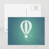 Retro Vintage Heißluftballon Türkis Hintergrund Postkarte (Vorne/Hinten)