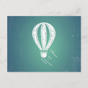 Retro Vintage Heißluftballon Türkis Hintergrund Postkarte