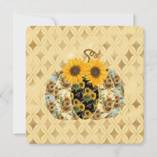 Retro Vintage Herbst Sonnenblume Kürbis Flachkarte