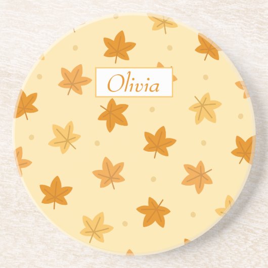 Retro-Vintage Herbstblätter Getränkeuntersetzer (Vorne)