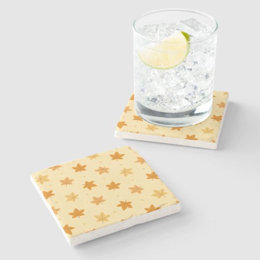 Retro-Vintage Herbstblätter Steinuntersetzer (Seitenansicht)