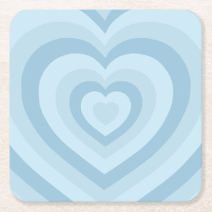 Retro Vintage Herzen Babyblau Rechteckiger Pappuntersetzer