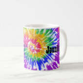 Retro Vintage Hippie Rainbow Gefärbte Krawatte Kaffeetasse (VorderseiteRechts)