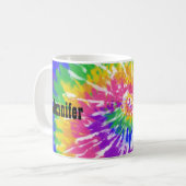 Retro Vintage Hippie Rainbow Gefärbte Krawatte Kaffeetasse (Vorderseite Links)
