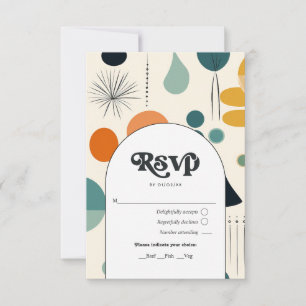 Retro Vintage Hochzeit mit Muster und Typografie RSVP Karte