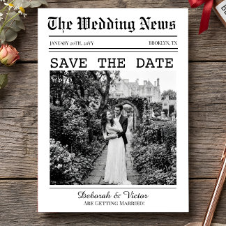 Retro-Vintage-Hochzeitszeitung Save The Date