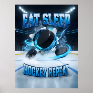 Retro Vintage Hockey-Schwarzkopie Poster