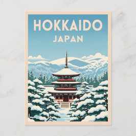 Retro Vintage Hokkaido Japan Winter Landschaftlich Postkarte