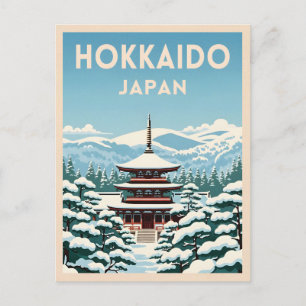 Retro Vintage Hokkaido Japan Winter Landschaftlich Postkarte