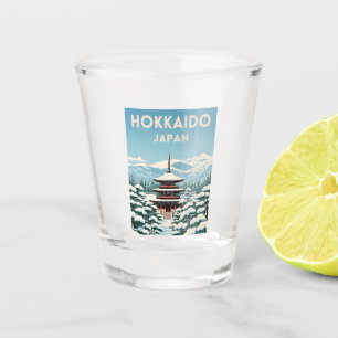 Retro Vintage Hokkaido Japan Winter Landschaftlich Schnapsglas