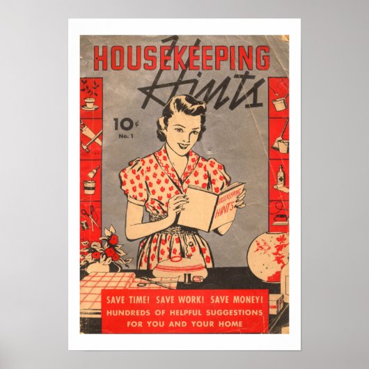 Retro Vintage Housekeeping Hinweisen Art Print Pos Poster (Vorne)