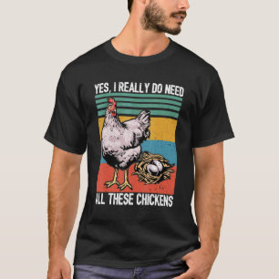 Retro-Vintage-Huhn im Stil eines Farmers Hühner Fa T-Shirt