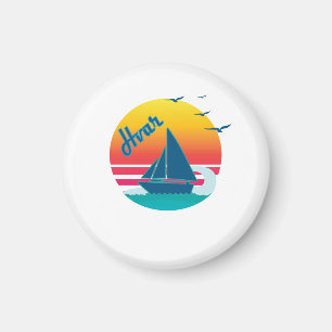 Retro Vintage Hvar Sonnenuntergang, #Hvar Magnet