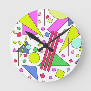 Retro-Vintage im Stil der 80er und 90er Jahre Runde Wanduhr