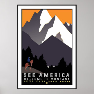 Retro Vintage Image Travel Montana Poster