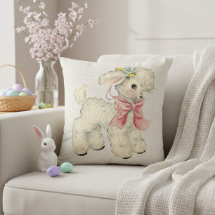 Retro-Vintage-Imitat-Leinen mit Baby-Lamm Kissen