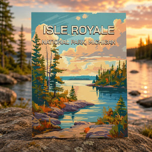 Retro Vintage Isle Royale Nationalpark Michigan Postkarte