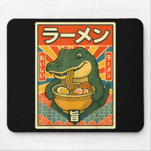 Retro Vintage Japanisches Ramen Greg Meme Krokodil Mousepad
