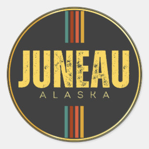Retro Vintage Juneau City Alaska State 70er Jahre Runder Aufkleber