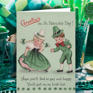 Retro Vintage Junge & Mädchen Custom St. Patrick's Feiertagskarte