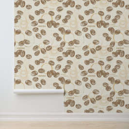 Retro Vintage Kaffeebohnen & Espresso Cups Küche Tapete