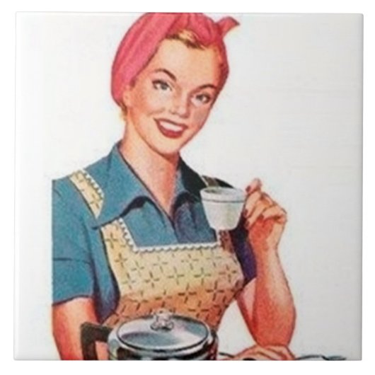 Retro-Vintage-Kaffeedame Küche Fliese (Vorderseite)