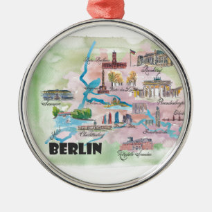 Retro Vintage Karte Berlins Deutschland Silbernes Ornament