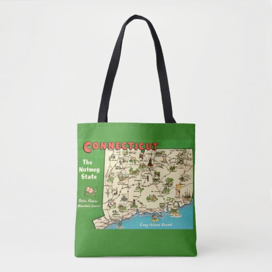 Retro, Vintage-Karte von Connecticut Tasche (Vorderseite)