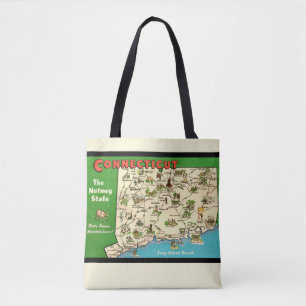 Retro, Vintage-Karte von Connecticut Tasche