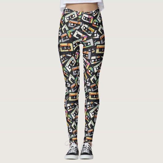 Retro Vintage Kassetten-Bänder Leggings (Vorderseite)