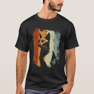 Retro-Vintage-Katze Design Russische Blaue T-Shirt