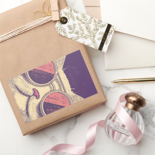 Retro Vintage Katze Rechteckiger Aufkleber (Schenken)