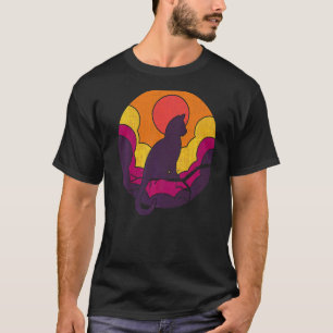 Retro Vintage Katze Sonnenuntergang Niedlich T-Shirt