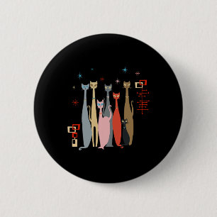 Retro Vintage Katzen aus der Mitte des Jahrhundert Button