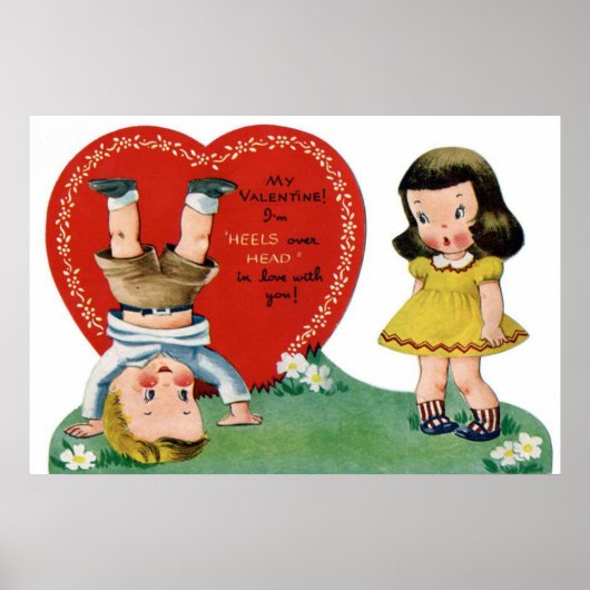 Retro Vintage Kids Valentine Poster (Vorne)