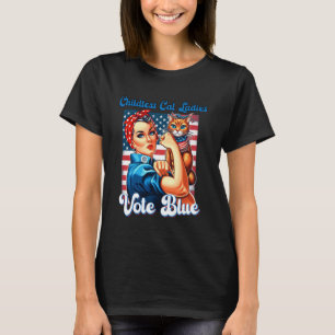 Retro Vintage kinderlose Katzen Damen Vereinigt T-Shirt