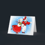 Retro Vintage Kitsch-60er Weihnachtssnowman-Karte Feiertagskarte<br><div class="desc">Retro Vintage Kitsch-60er WeihnachtsSkatensnowman-Karte,  das wunderbare Schneevölkern auf einem Teich kennzeichnend Skaten mit zwei!</div>