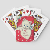 Retro Vintage Kitten in Hutbox Valentinstag Spielkarten (Rückseite)