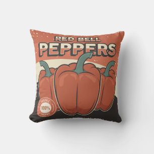Retro Vintage Klassiker Grunge Gemüse rote Paprika Kissen